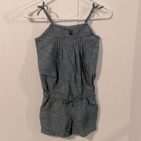 Gap Kids S 6 7 Chambray Romper blue shorts vacation tie stays put sturdy - Picture 1 of 9